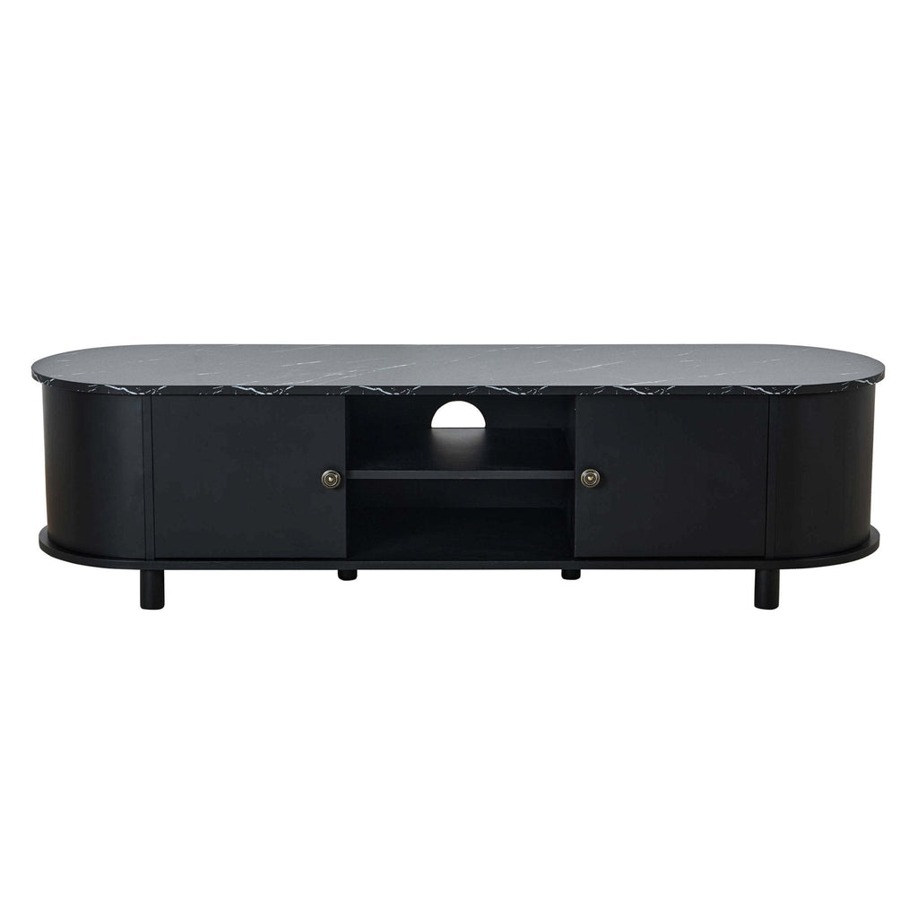 Dusklia - Tilda Tv Unit for TVs up to 65- Black/Marble Top