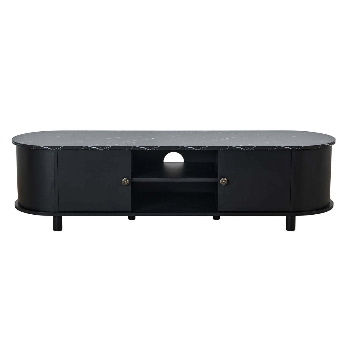 Dusklia - Tilda Tv Unit for TVs up to 65- Black/Marble Top