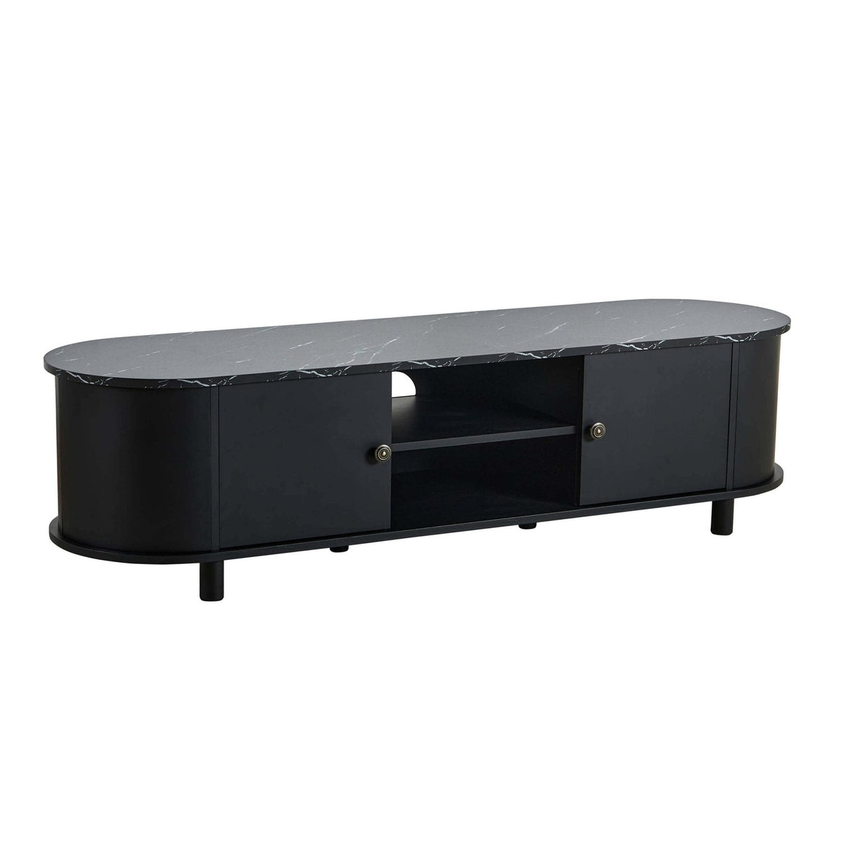 Dusklia - Tilda Tv Unit for TVs up to 65- Black/Marble Top