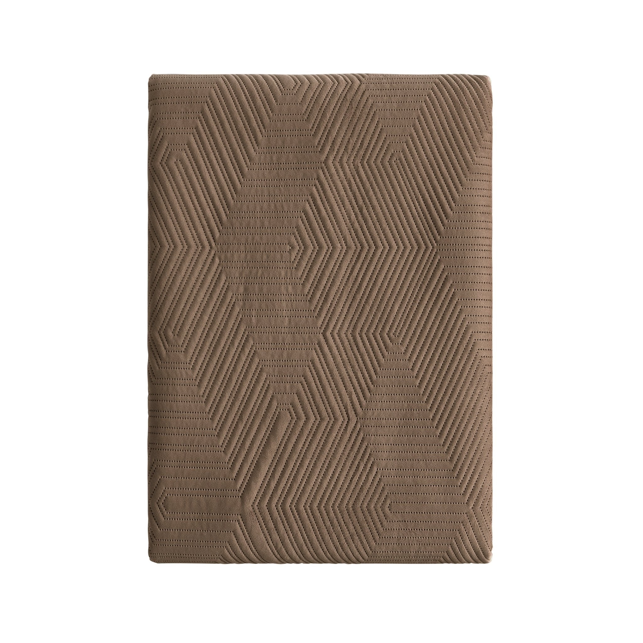 Dusklia - Torino Velvet Geometric Pinsonic Bedspread - Taupe