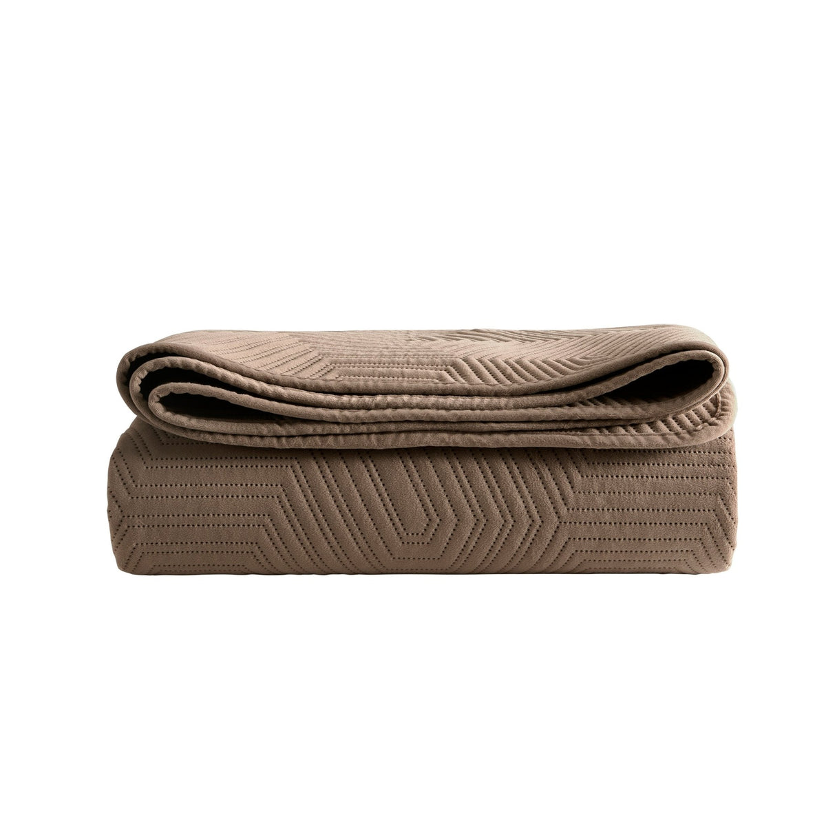 Dusklia - Torino Velvet Geometric Pinsonic Bedspread - Taupe