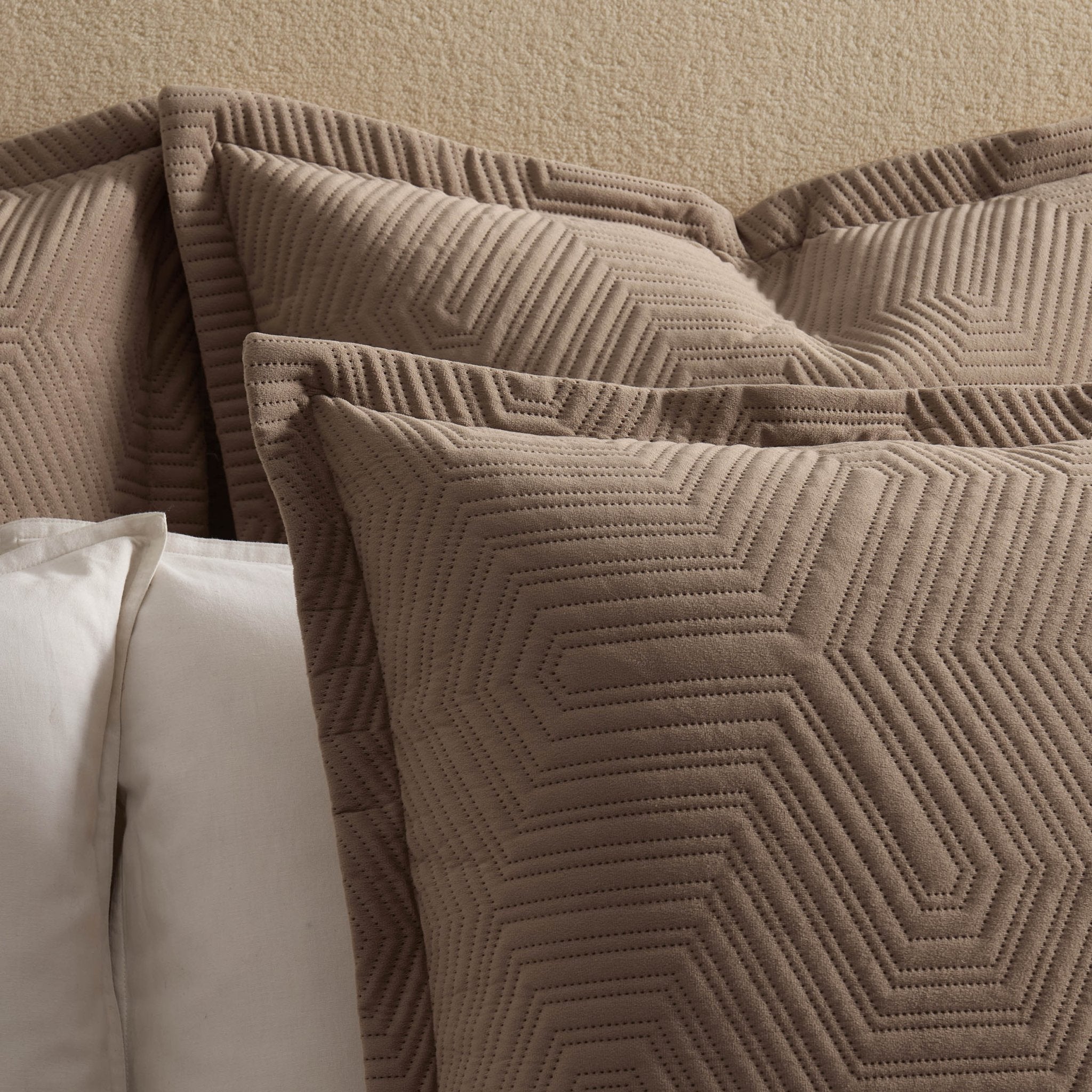 Dusklia - Torino Velvet Geometric Pinsonic Cushion Cover - Taupe