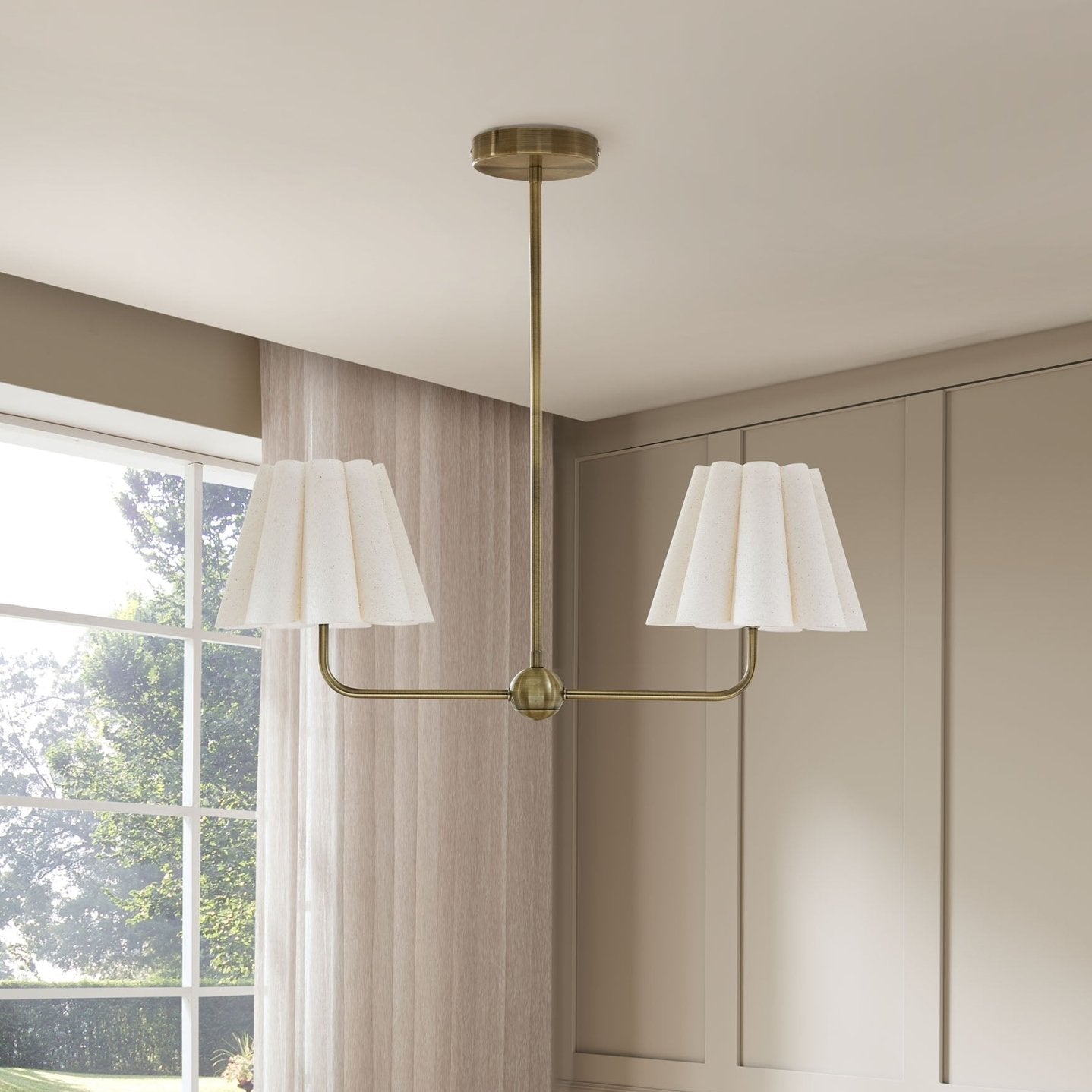 Dusklia - Trinity Pleated 2 Light Chandelier - Gold