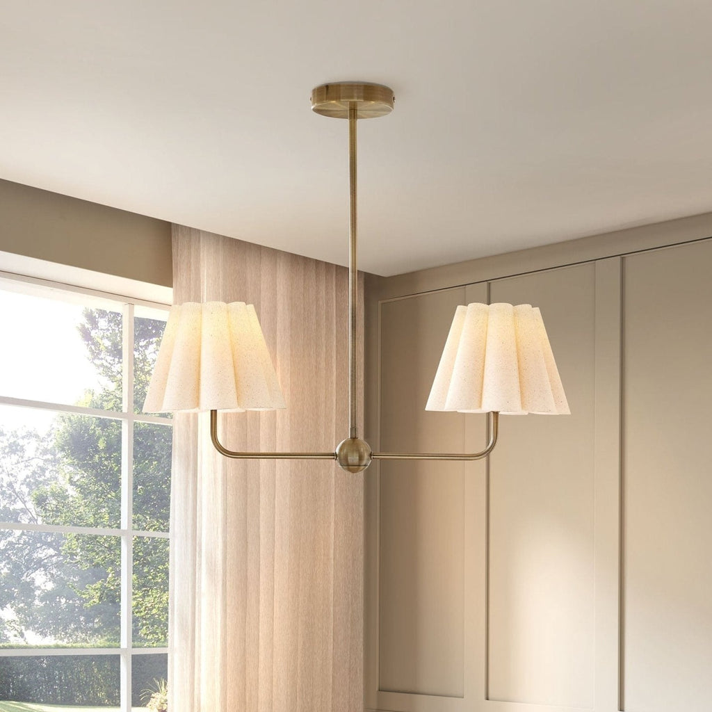 Dusklia - Trinity Pleated 2 Light Chandelier - Gold