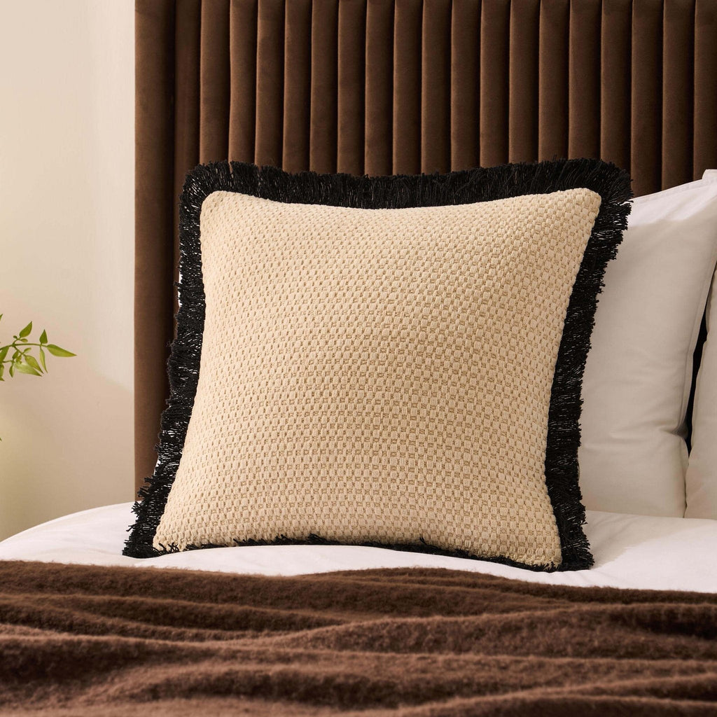 Dusklia - Tufted Chenille Cushion Cover - Cream/Black