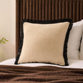 Dusklia - Tufted Chenille Cushion Cover - Cream/Black