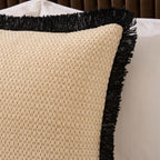 Dusklia - Tufted Chenille Cushion Cover - Cream/Black