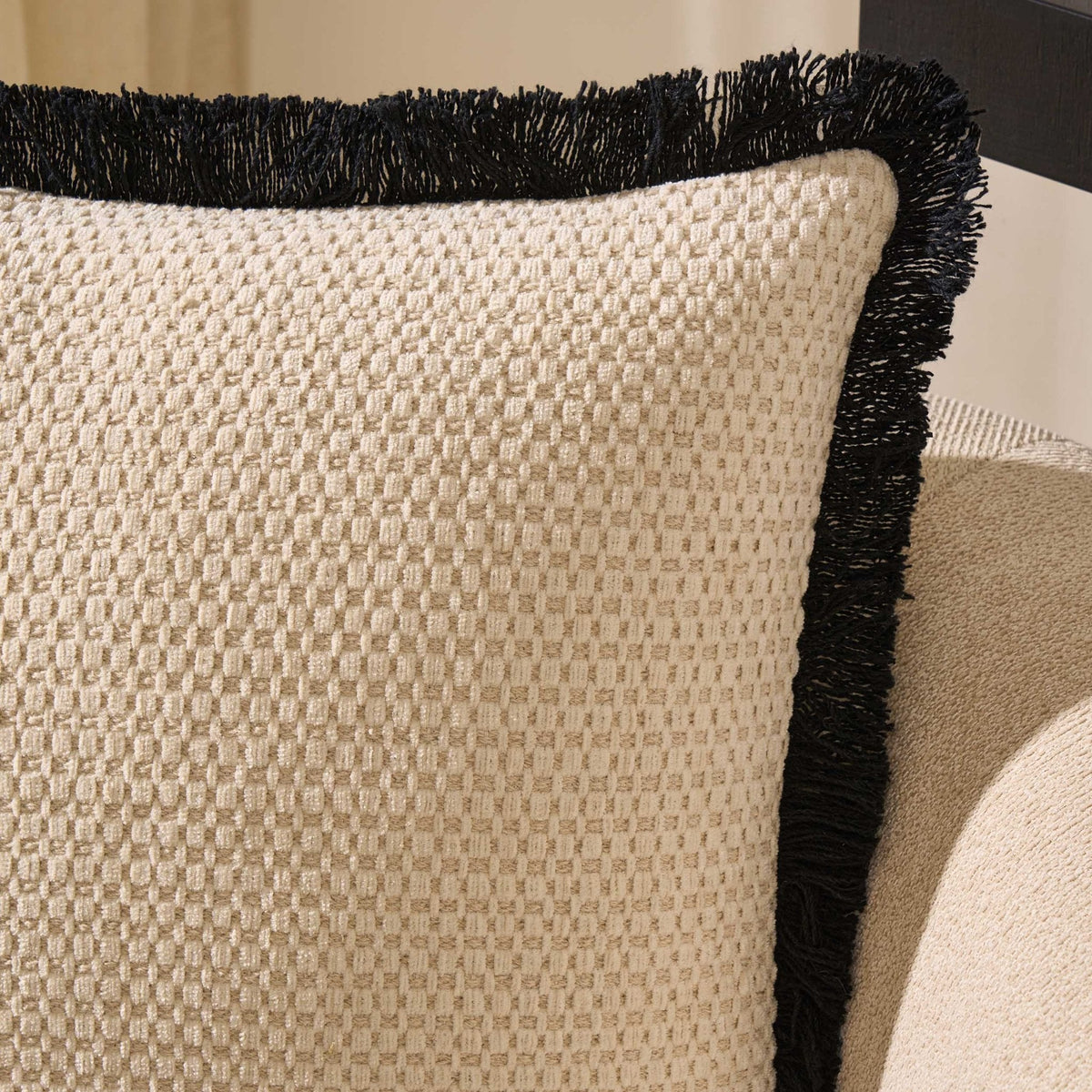 Dusklia - Tufted Chenille Sofa Cushion Cover - Cream/Black