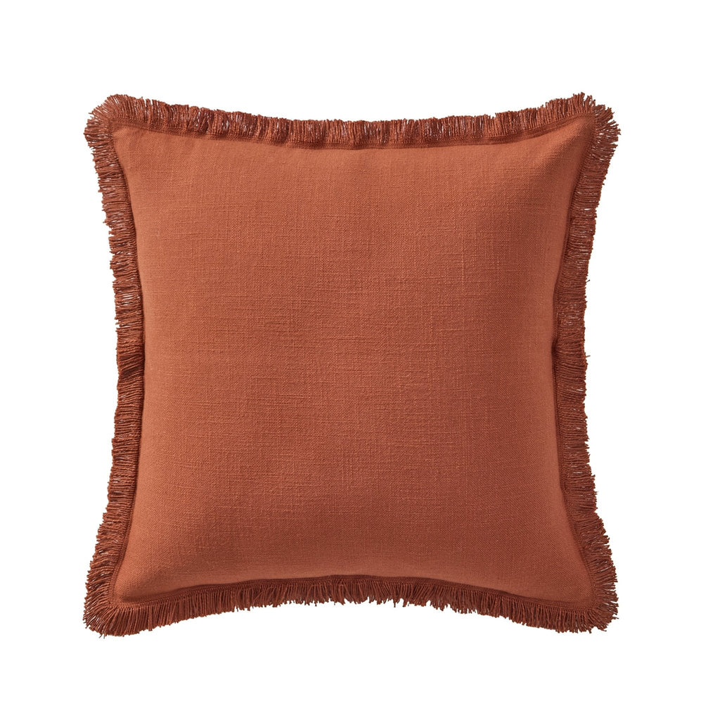 Dusklia - Cotton Fringed Edge Cushion Cover - Burnt Orange