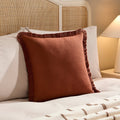 Dusklia - Cotton Fringed Edge Cushion Cover - Burnt Orange