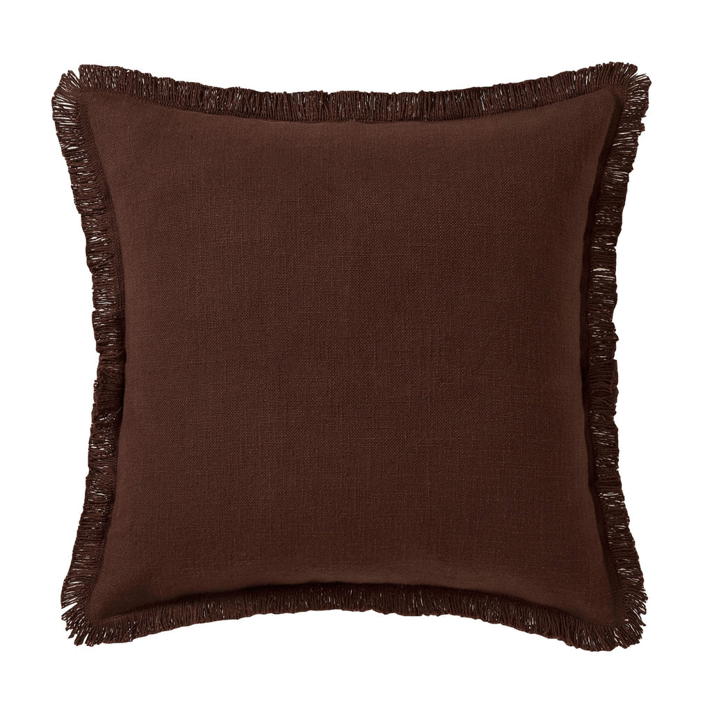 Dusklia - Cotton Fringed Edge Cushion Cover - Chocolate