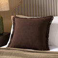 Dusklia - Cotton Fringed Edge Cushion Cover - Chocolate
