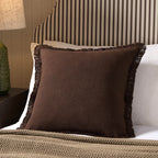 Dusklia - Cotton Fringed Edge Cushion Cover - Chocolate