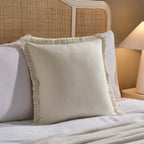 Dusklia - Cotton Fringed Edge Cushion Cover - Natural