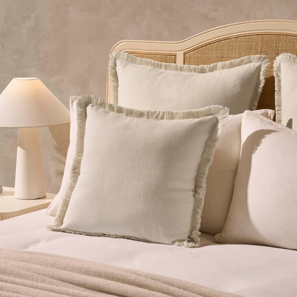 Dusklia - Cotton Fringed Edge Cushion Cover - Natural