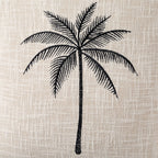 Dusklia - Tufted Edge Embroidered Palm Tree Cushion Cover - Off White