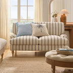 Dusklia - Tufted Edge Embroidered Palm Tree Sofa Cushion Cover - Off White
