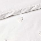 Dusklia - Tufted Heart Jacquard 100% Cotton Duvet Cover & Pillowcase set - White