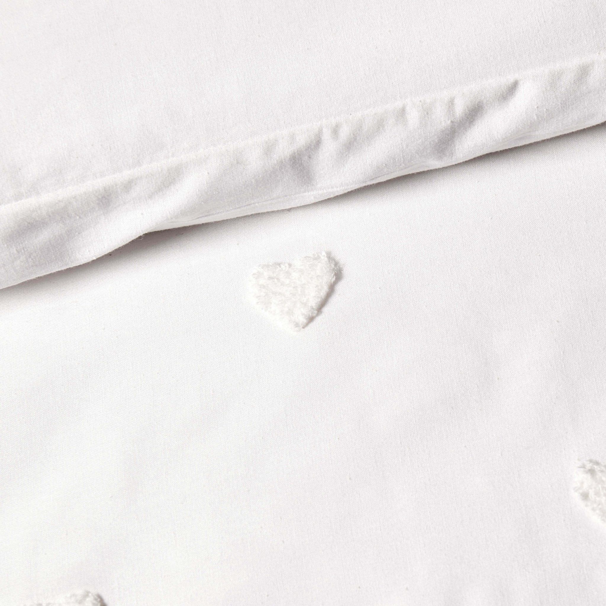 Dusklia - Tufted Heart Jacquard 100% Cotton Duvet Cover & Pillowcase set - White