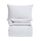 Dusklia - Tufted Heart Jacquard 100% Cotton Duvet Cover & Pillowcase set - White