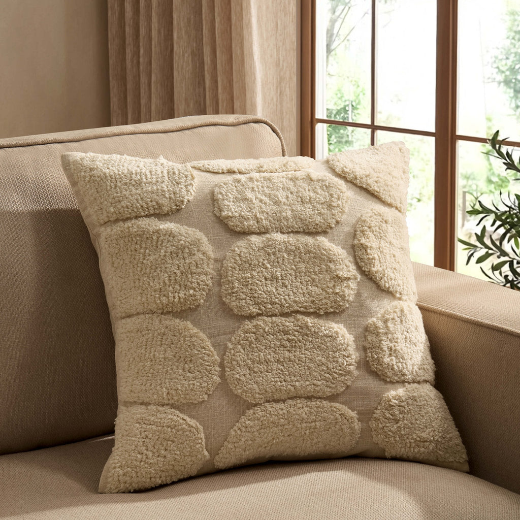 Dusklia - Tufted Pattern Sofa Cushion Cover - Off White