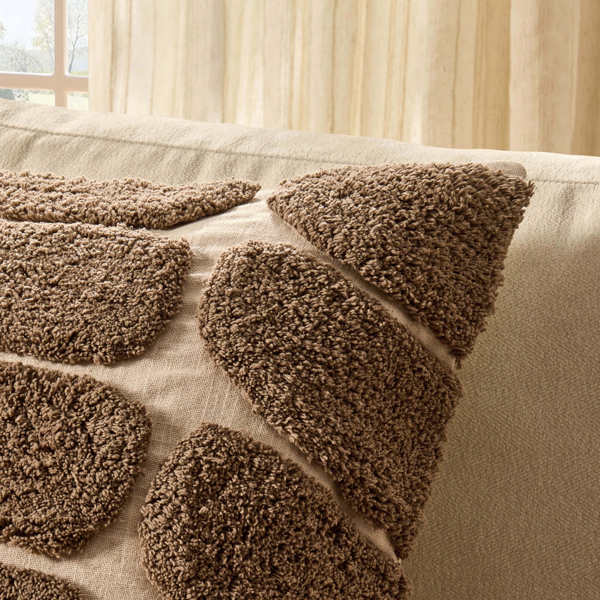 Dusklia - Tufted Pattern Sofa Cushion Cover - Taupe