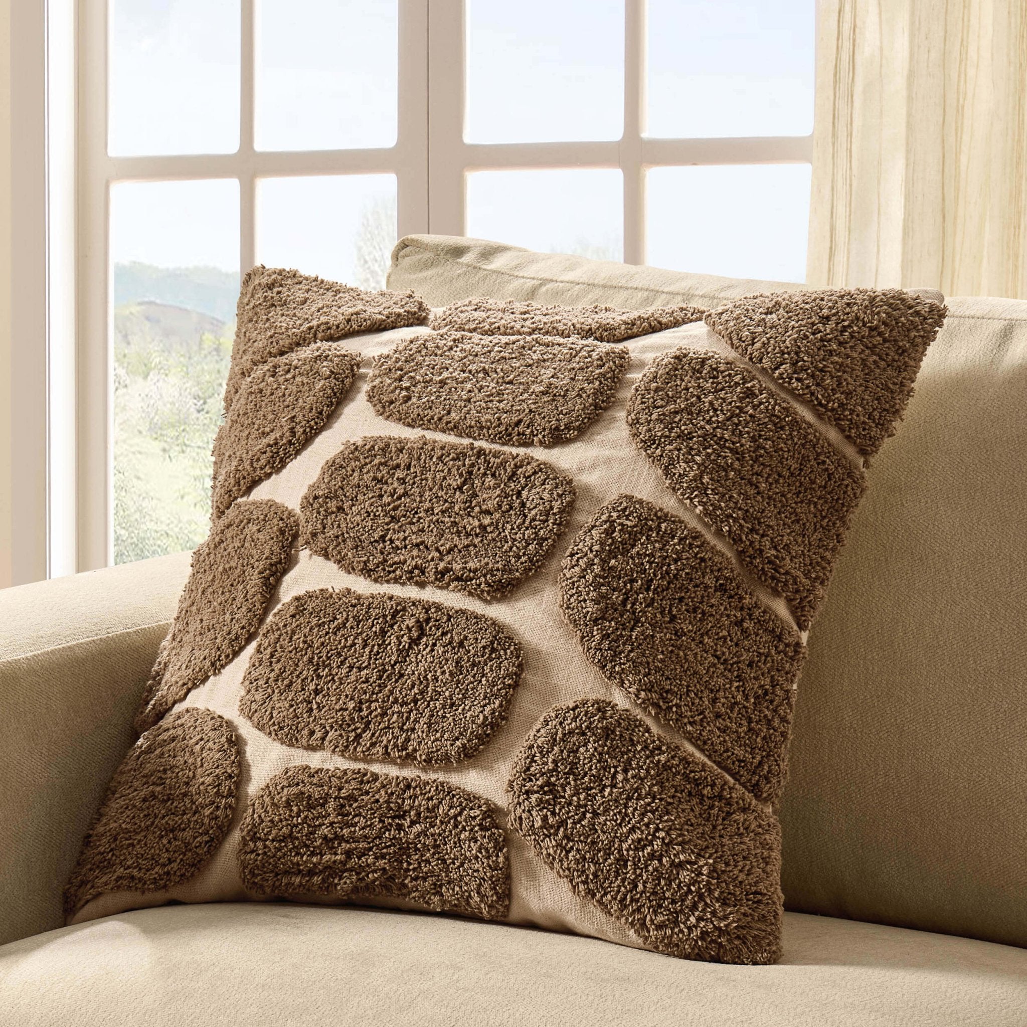 Dusklia - Tufted Pattern Sofa Cushion Cover - Taupe