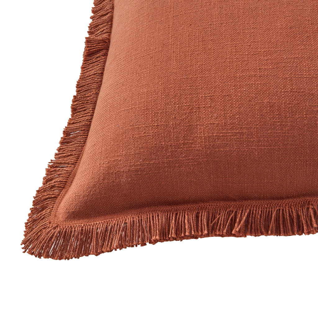Dusklia - Cotton Fringed Edge Sofa Cushion Cover - Burnt Orange