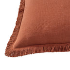 Dusklia - Cotton Fringed Edge Sofa Cushion Cover - Burnt Orange