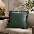 Dusklia - Cotton Fringed Edge Sofa Cushion Cover - Forest Green