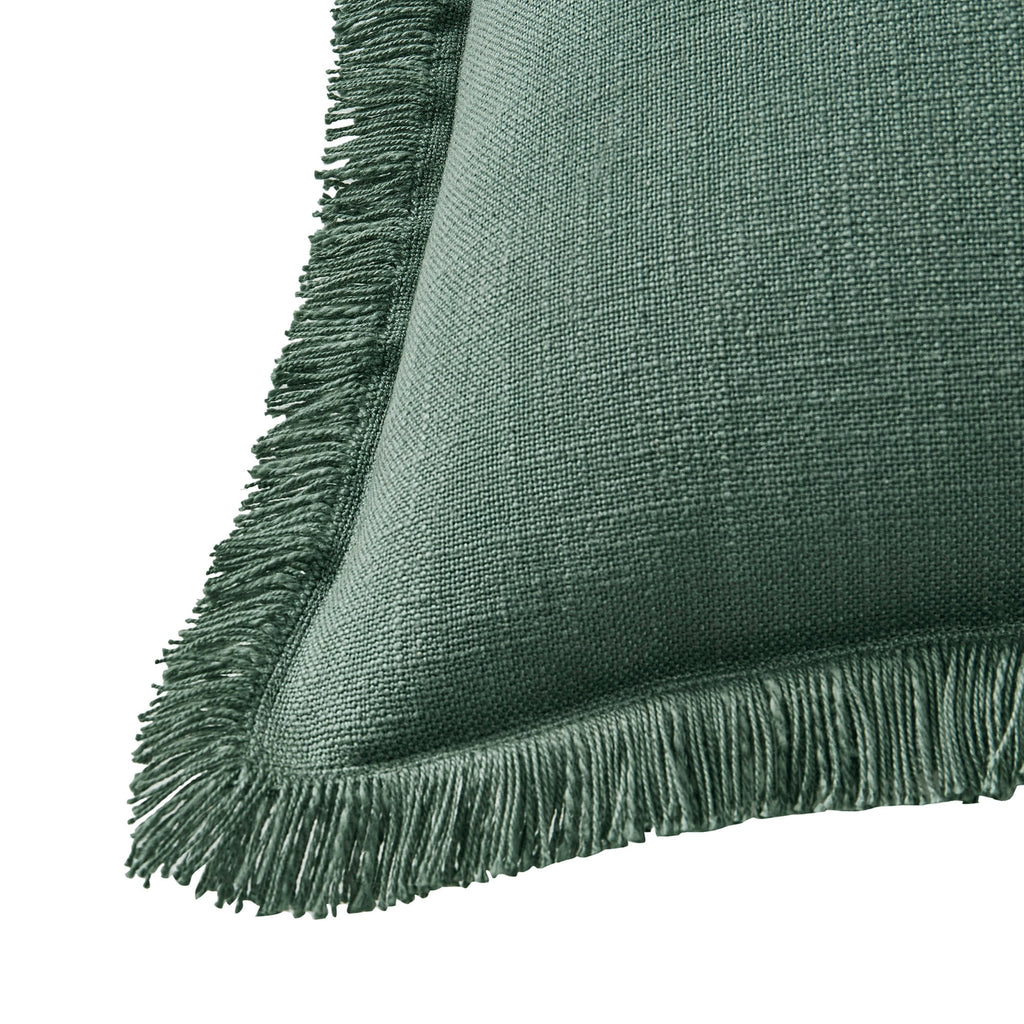 Dusklia - Cotton Fringed Edge Cushion Cover- Forest Green