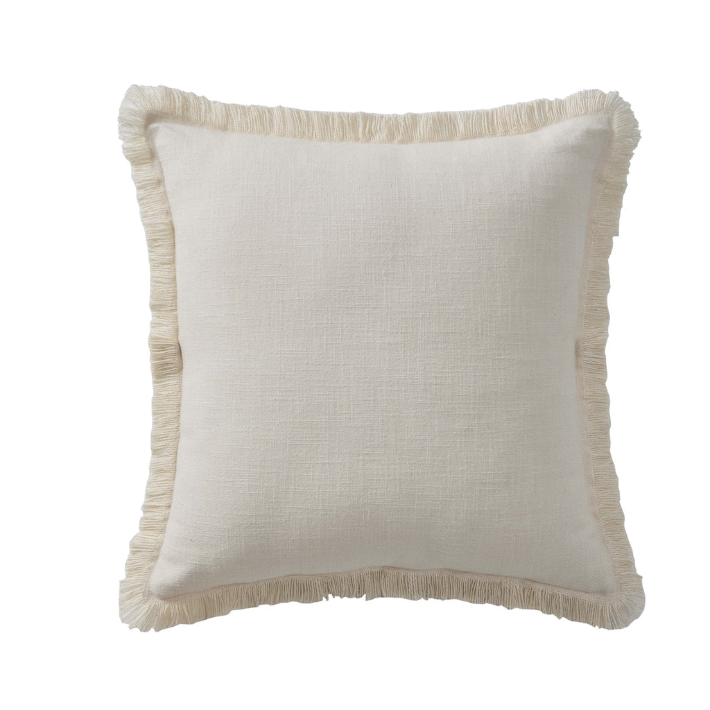 Dusklia - Cotton Fringed Edge Sofa Cushion Cover - Natural