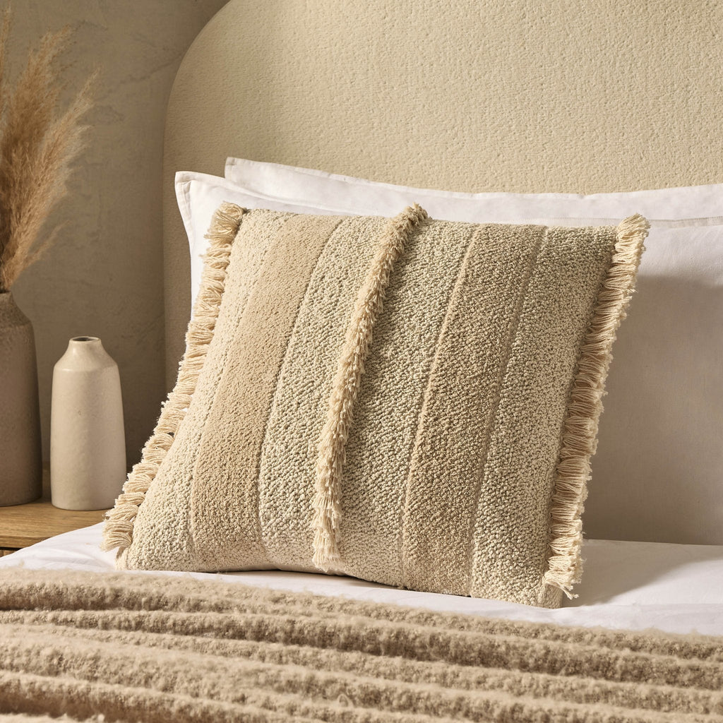 Dusklia - Tufted Stripe Cushion Cover - Natural