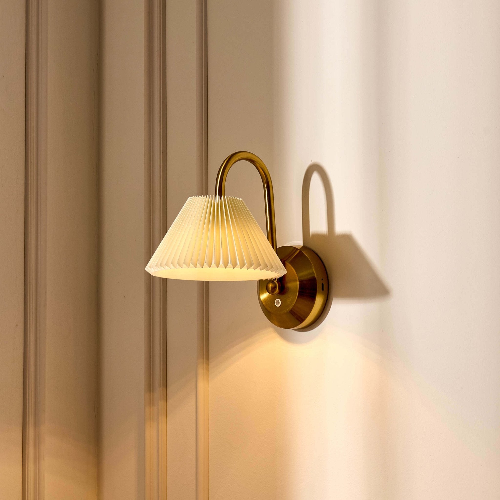 Dusklia - Twila Rechargeable Pleated Wall Light - Brass