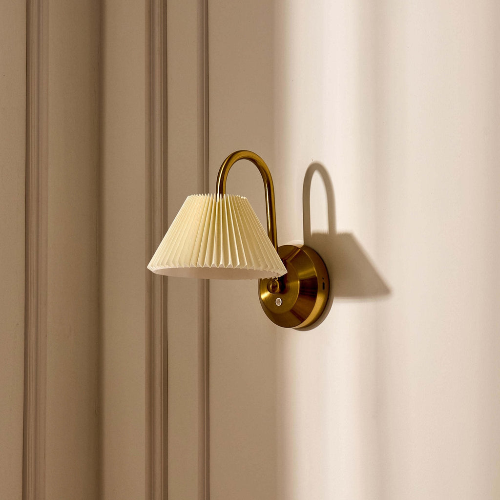Dusklia - Twila Rechargeable Pleated Wall Light - Brass