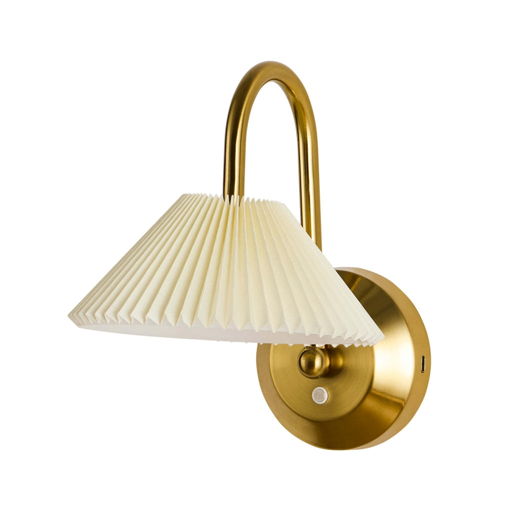 Dusklia - Twila Rechargeable Pleated Wall Light - Brass