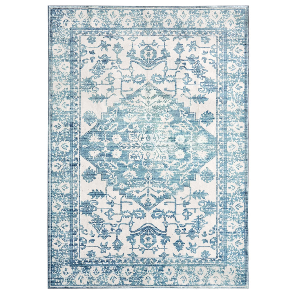 Dusklia - Uma Persian Style Machine Washable Rug - Blue