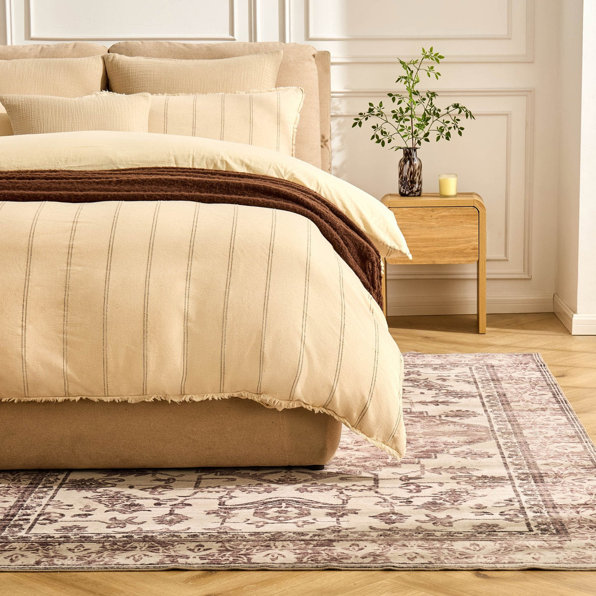 Dusklia - Uma Persian Style Machine Washable Rug - Brown