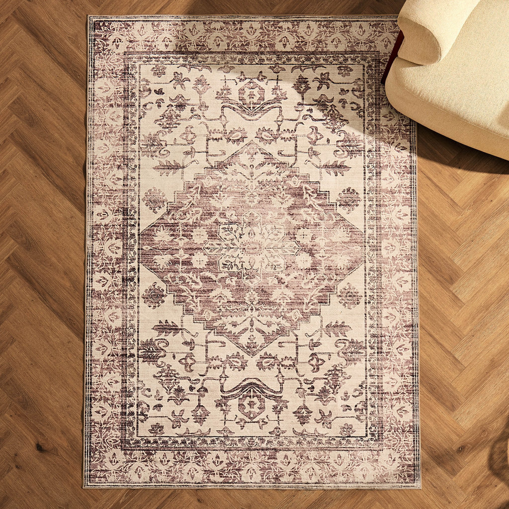 Dusklia - Uma Persian Style Machine Washable Rug - Brown