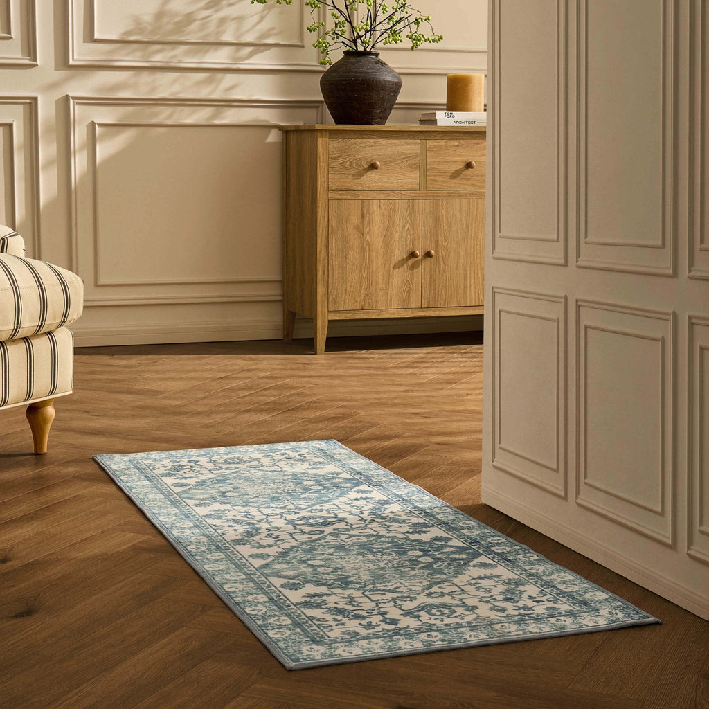 Dusklia - Uma Persian Style Machine Washable Runner - Blue