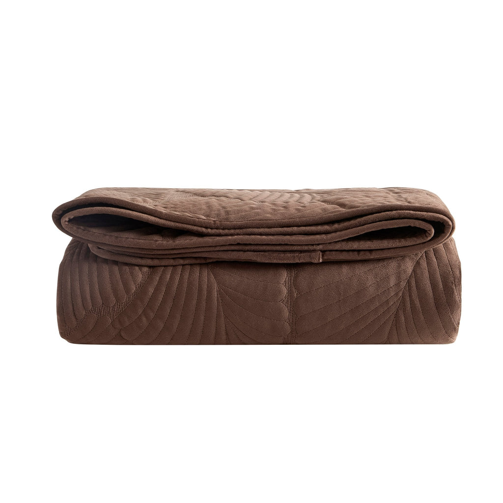 Dusklia - Valletta Leaf Matelasse Bedspread - Chocolate