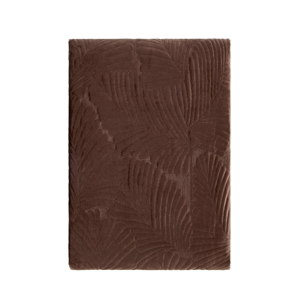 Dusklia - Valletta Leaf Matelasse Bedspread - Chocolate