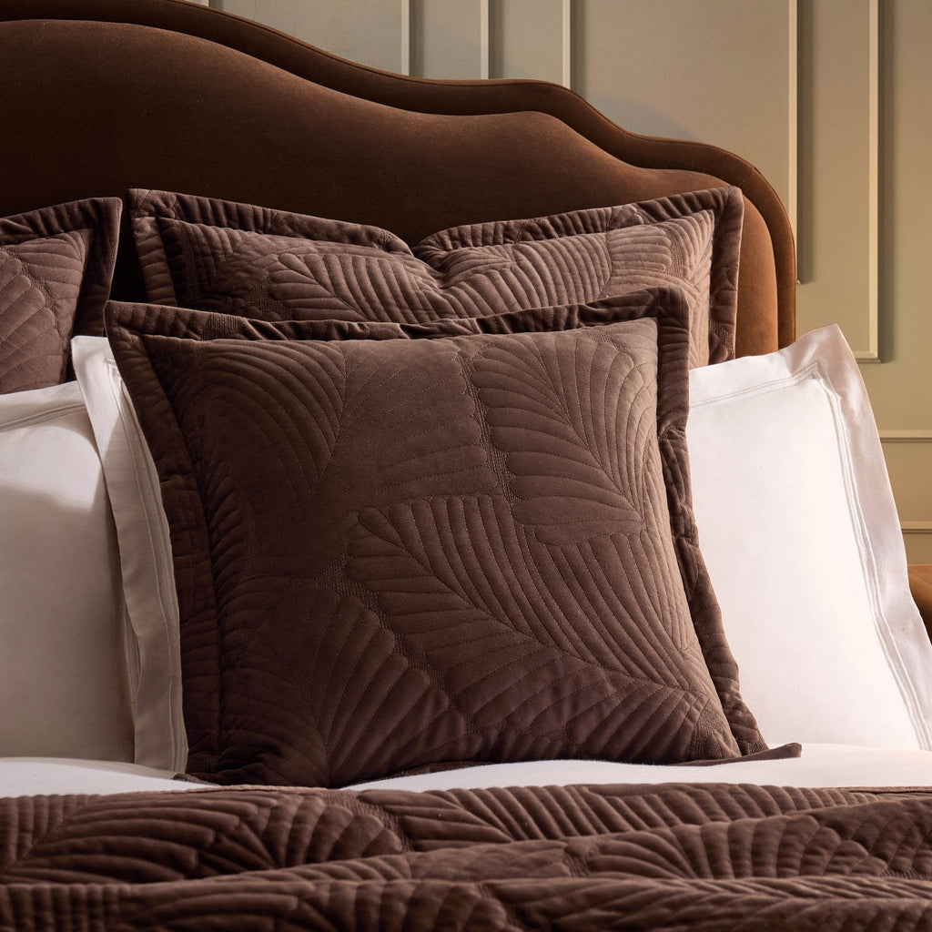 Dusklia - Valletta Leaf Matelasse Cushion Cover - Chocolate
