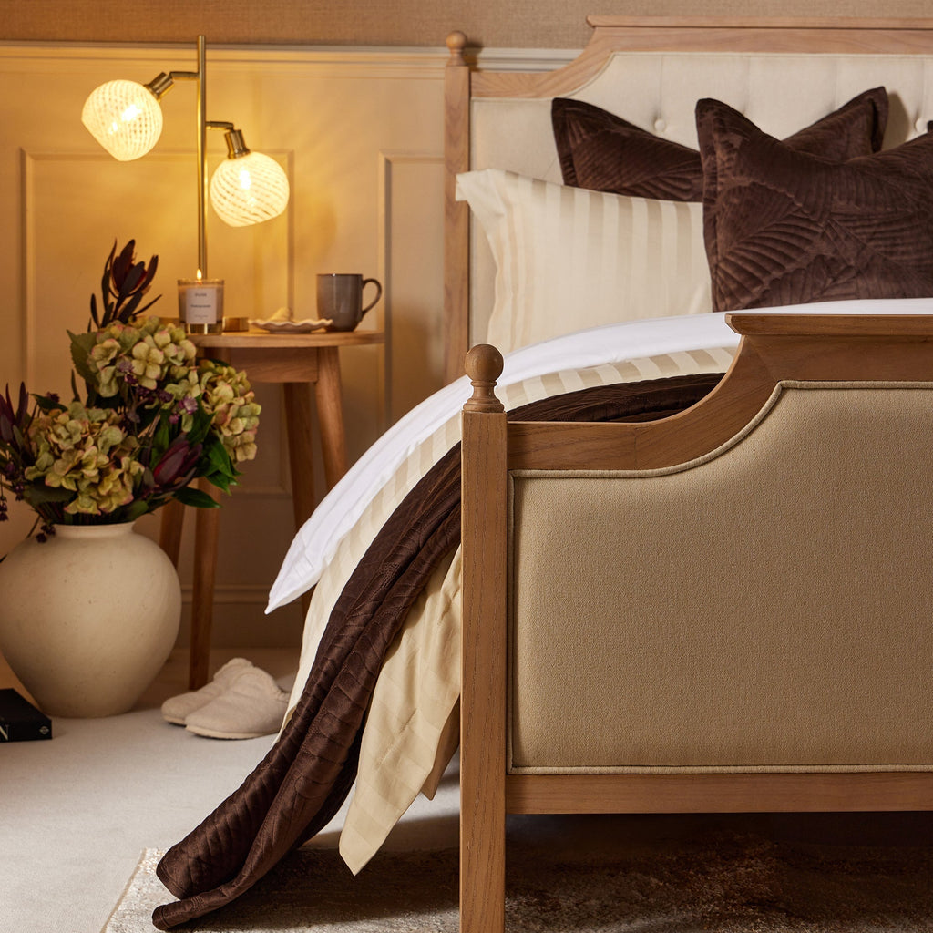 Dusklia - Valletta Leaf Matelasse Cushion Cover - Chocolate