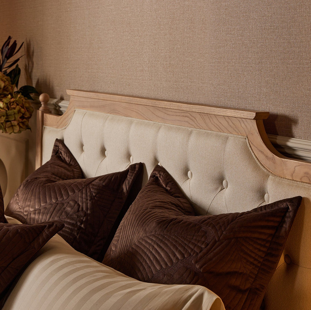 Dusklia - Valletta Leaf Matelasse Cushion Cover - Chocolate