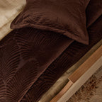 Dusklia - Valletta Leaf Matelasse Cushion Cover - Chocolate