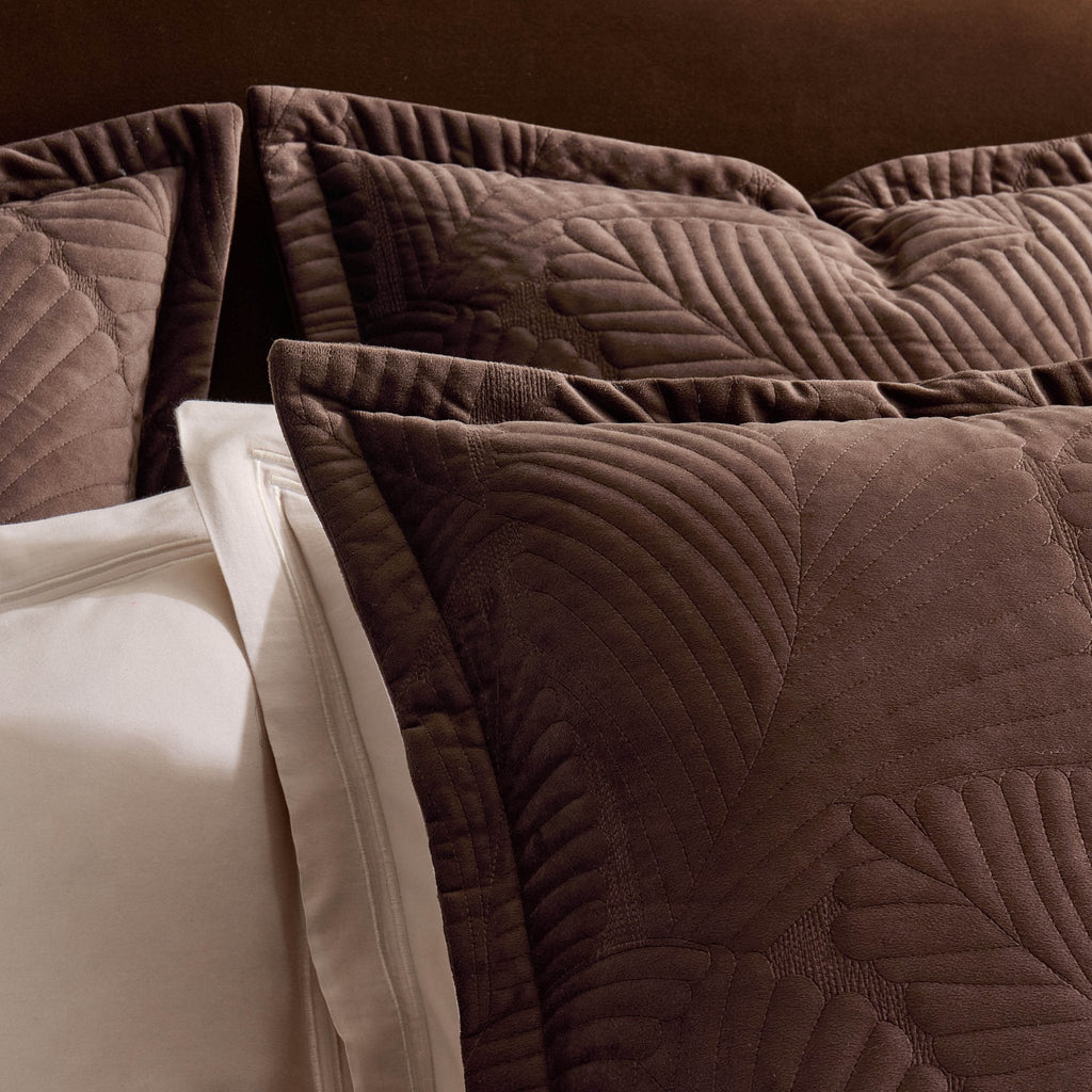 Dusklia - Valletta Leaf Matelasse Cushion Cover - Chocolate
