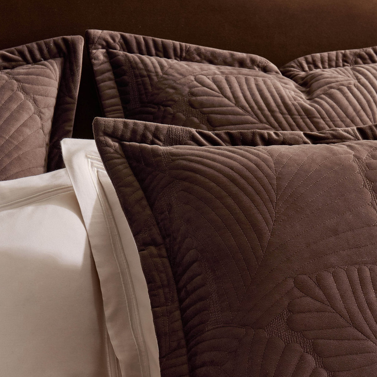 Dusklia - Valletta Leaf Matelasse Cushion Cover - Chocolate