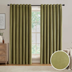 Dusklia - Velvet Thermal Blackout Eyelet Curtains - Olive
