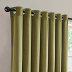 Dusklia - Velvet Thermal Blackout Eyelet Curtains - Olive